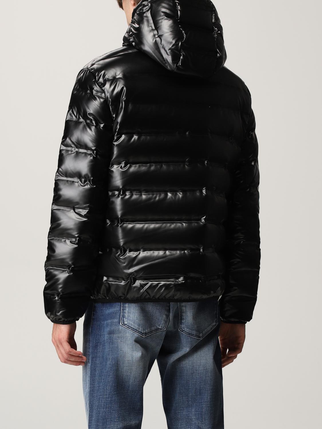 emporio armani quilted down jacket in shiny nylon