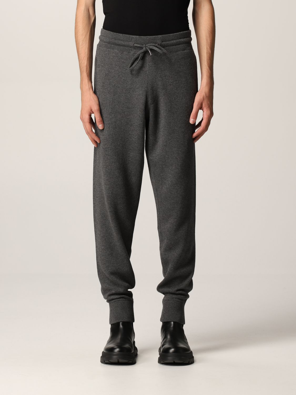 HUGO BOSS: jogging trousers in wool and cotton - Grey | Pants Hugo Boss ...