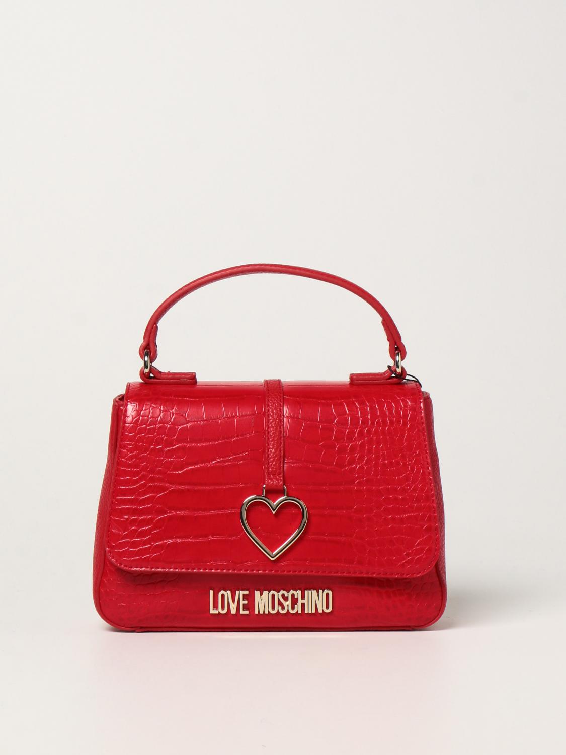 LOVE MOSCHINO: Borsa in pelle sintetica con stampa cocco - Rosso | Borsa A Mano  Love Moschino JC4261PP0DKF1 GIGLIO.COM