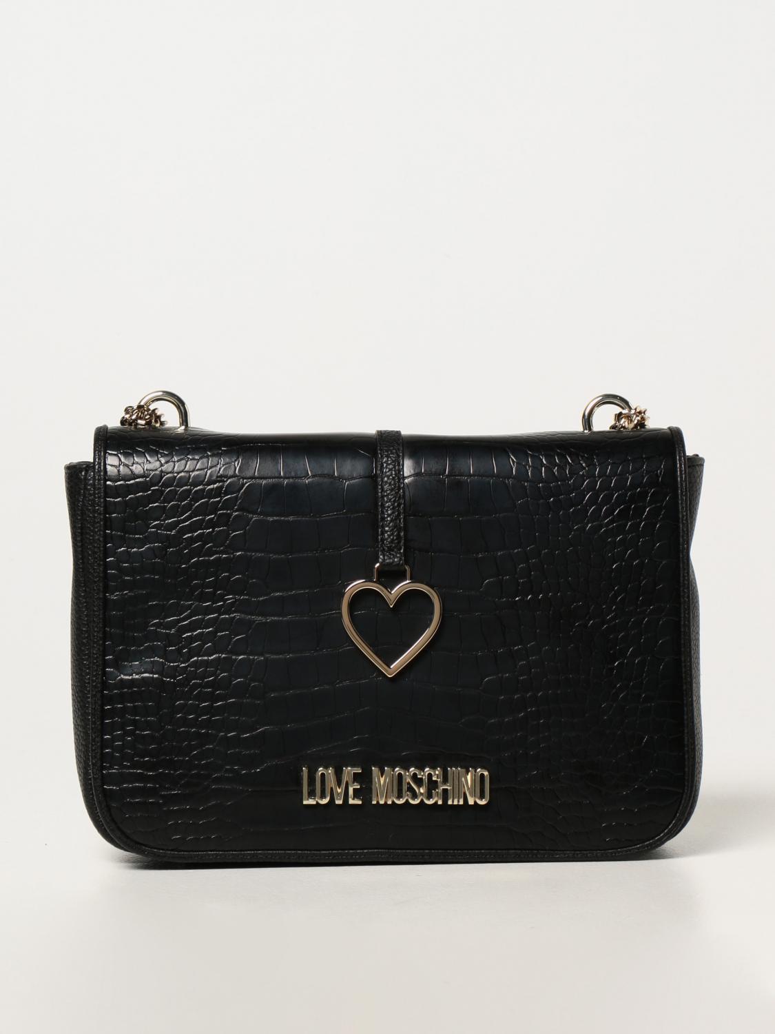 LOVE MOSCHINO crossbody bag with crocodile print Black Love