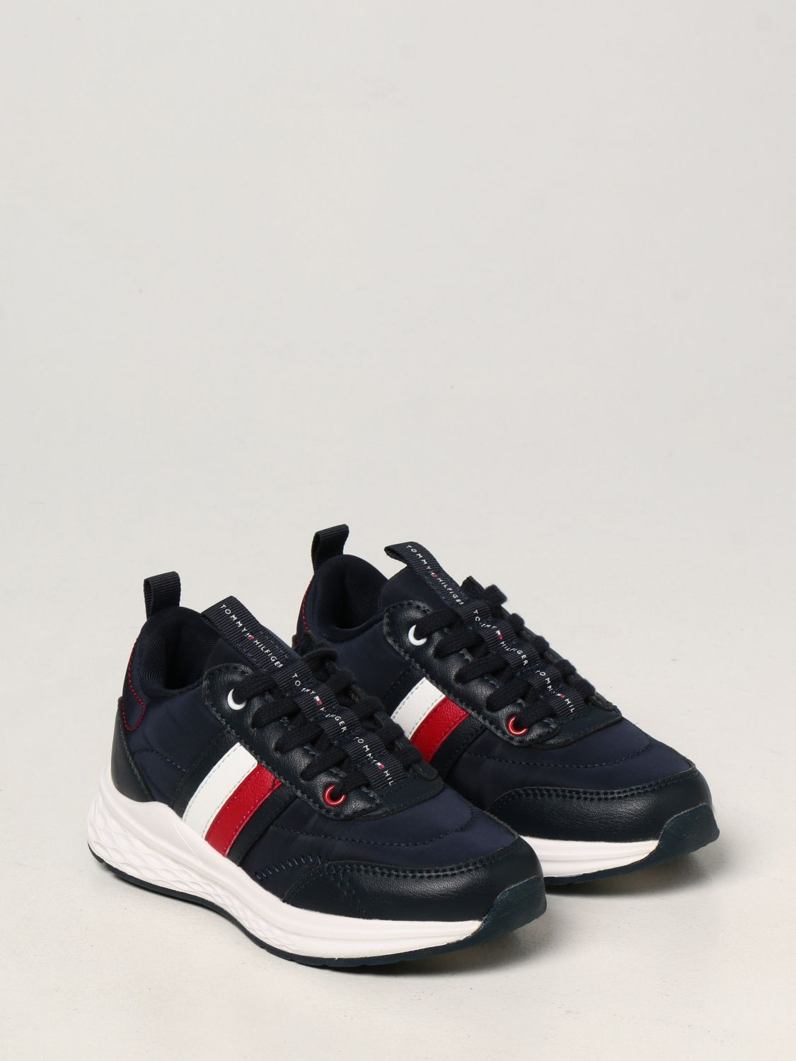 TOMMY HILFIGER: sneakers in nylon and synthetic leather Blue Tommy Hilfiger shoes T3B4-32081-1037 online on GIGLIO.COM