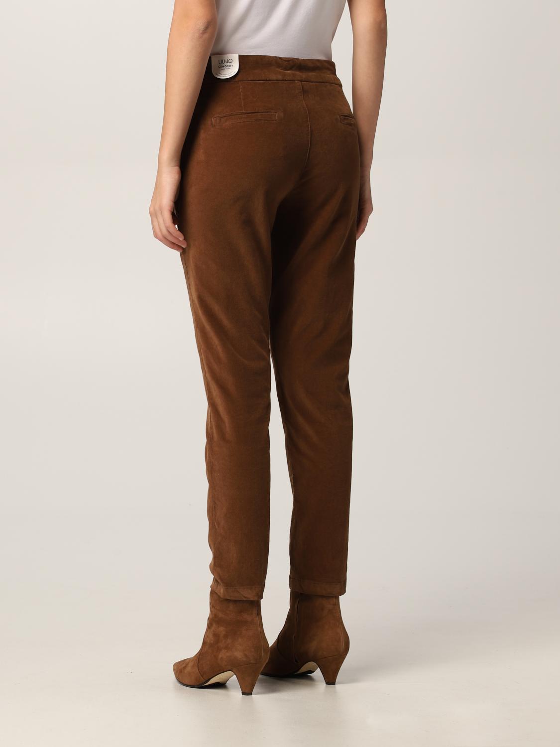 LIU JO: Pantalone cropped in velluto - Marrone | Pantalone Liu Jo  WF1336T4590 GIGLIO.COM