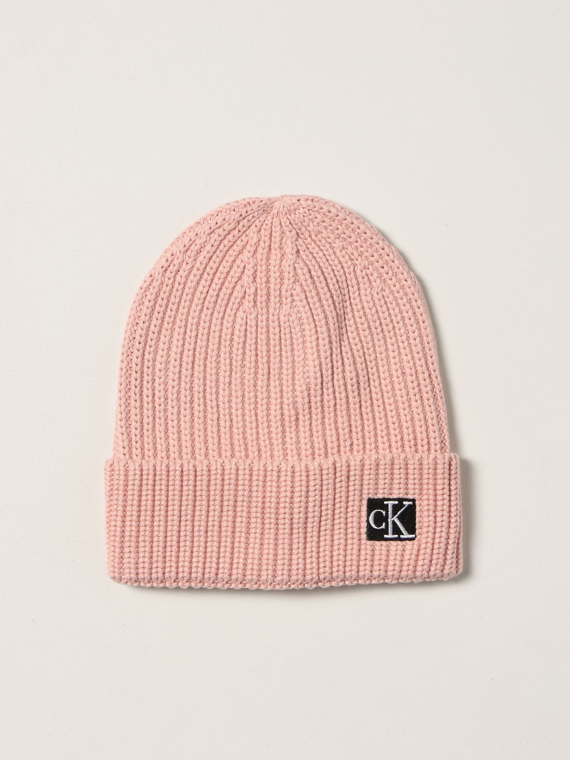 CALVIN KLEIN: ribbed beanie hat - Pink | Calvin Klein hat IU0IU00215 online  on 