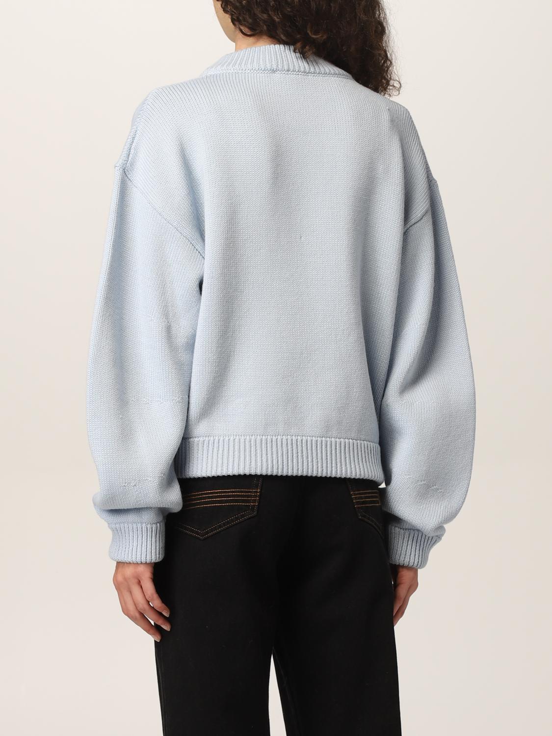 GCDS: Maglione in misto lana con logo - Azzurro | Maglia Gcds CC94W020417  GIGLIO.COM