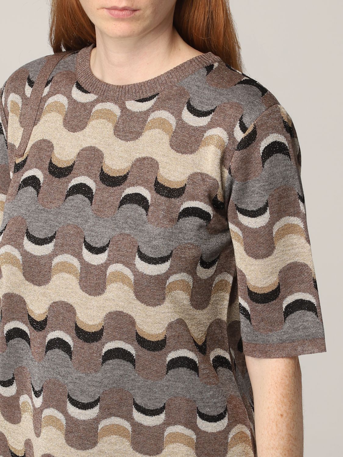 T-shirt Maliparmi: T-shirt Neo Modern Maliparmi in maglia di viscosa lurex marrone 3