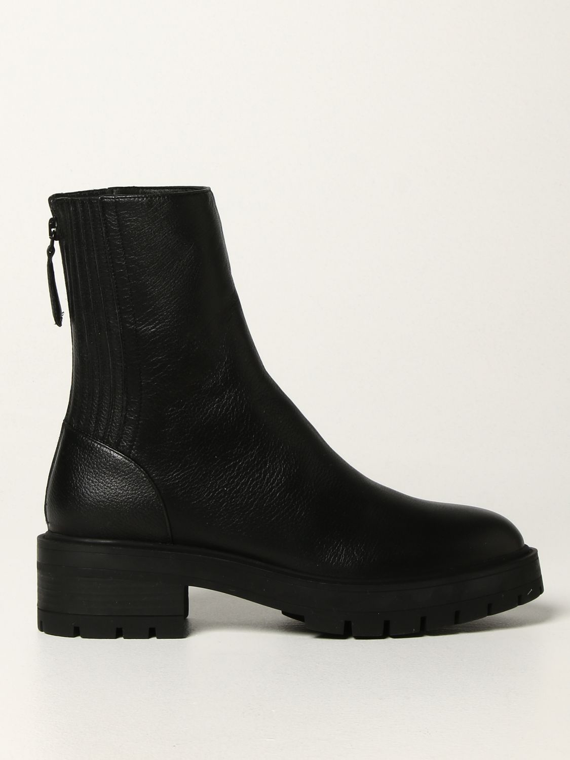 Flat booties Aquazzura: Aquazzura ankle boots in grained leather black 1