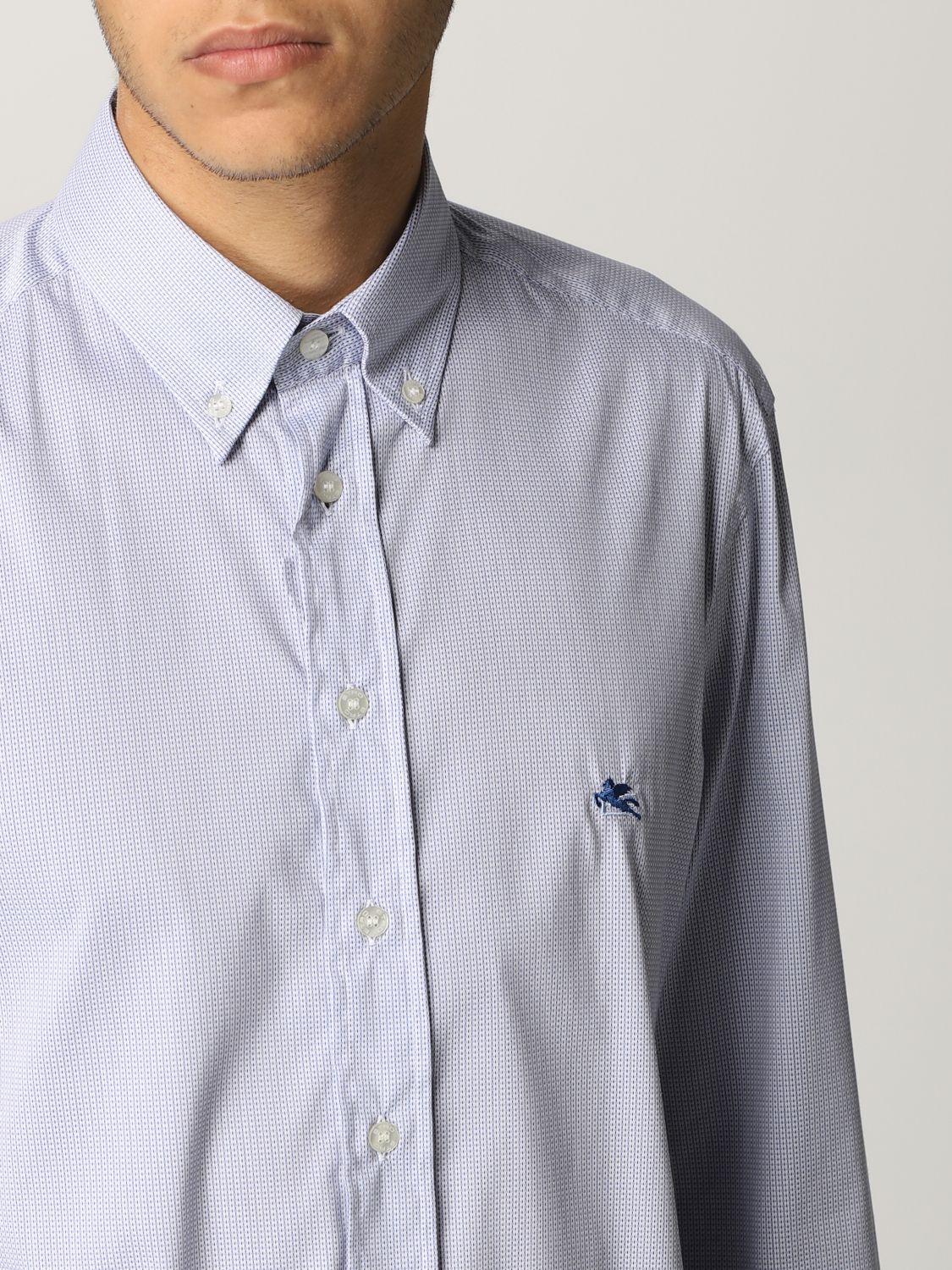 Shirt Etro: Etro cotton shirt with embroidered logo white 5
