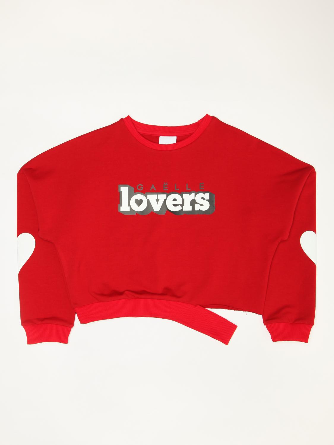 GAËLLE PARIS: Maglia con cuori e stampa lurex - Rosso | Maglia Gaëlle Paris  2741F0332 GIGLIO.COM