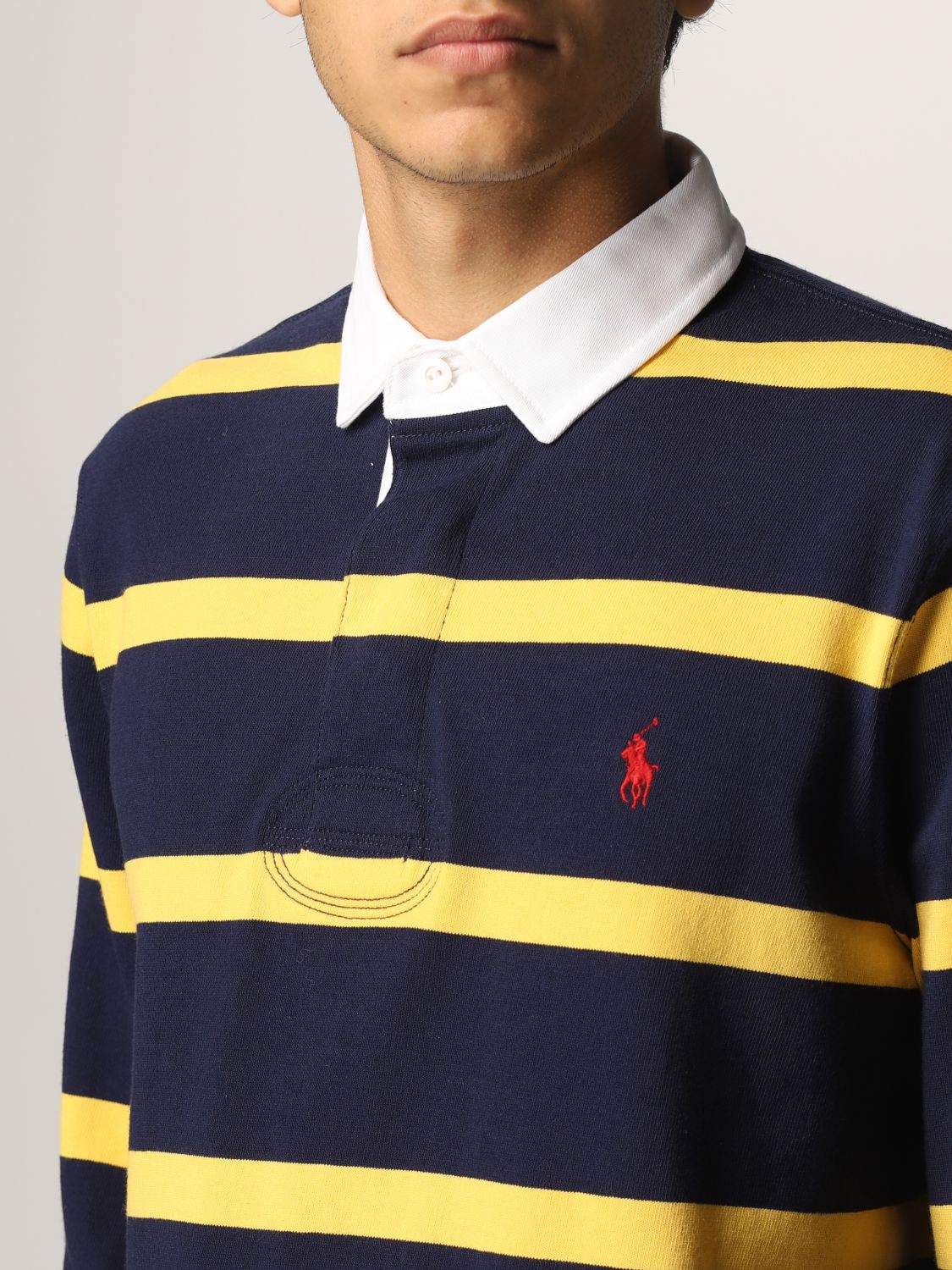 POLO RALPH LAUREN: striped polo shirt - Blue | Polo Ralph Lauren polo shirt  710852747 online on 
