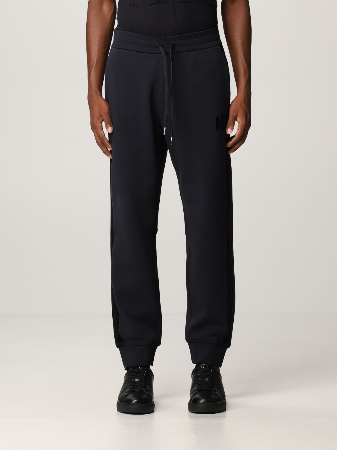 ARMANI EXCHANGE: cotton jogging pants with logo - Navy | Armani ...