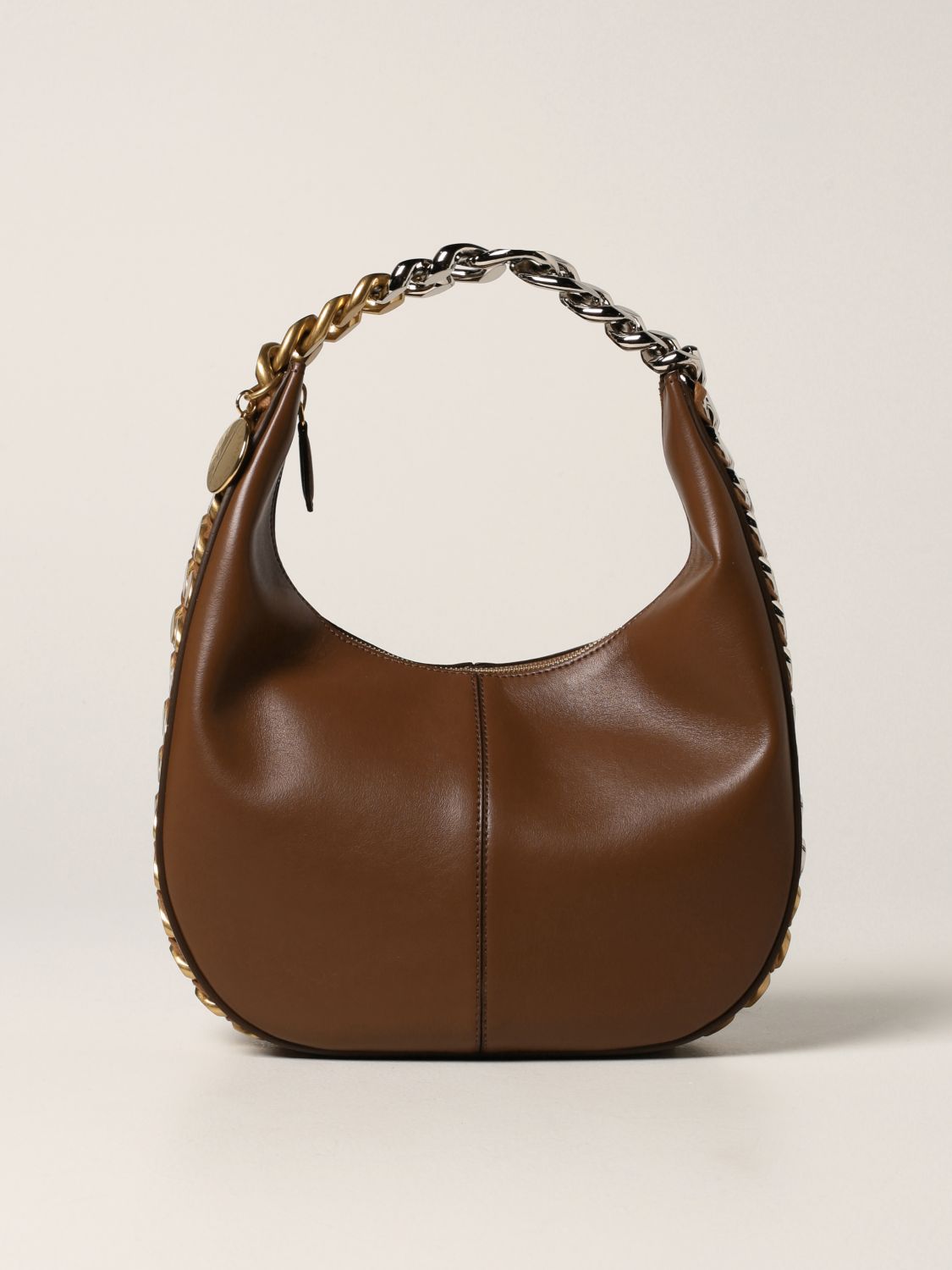 STELLA MCCARTNEY: Frayme bag with chains | Shoulder Bag Mccartney Camel | Bag Mccartney 700272W8839 GIGLIO.COM