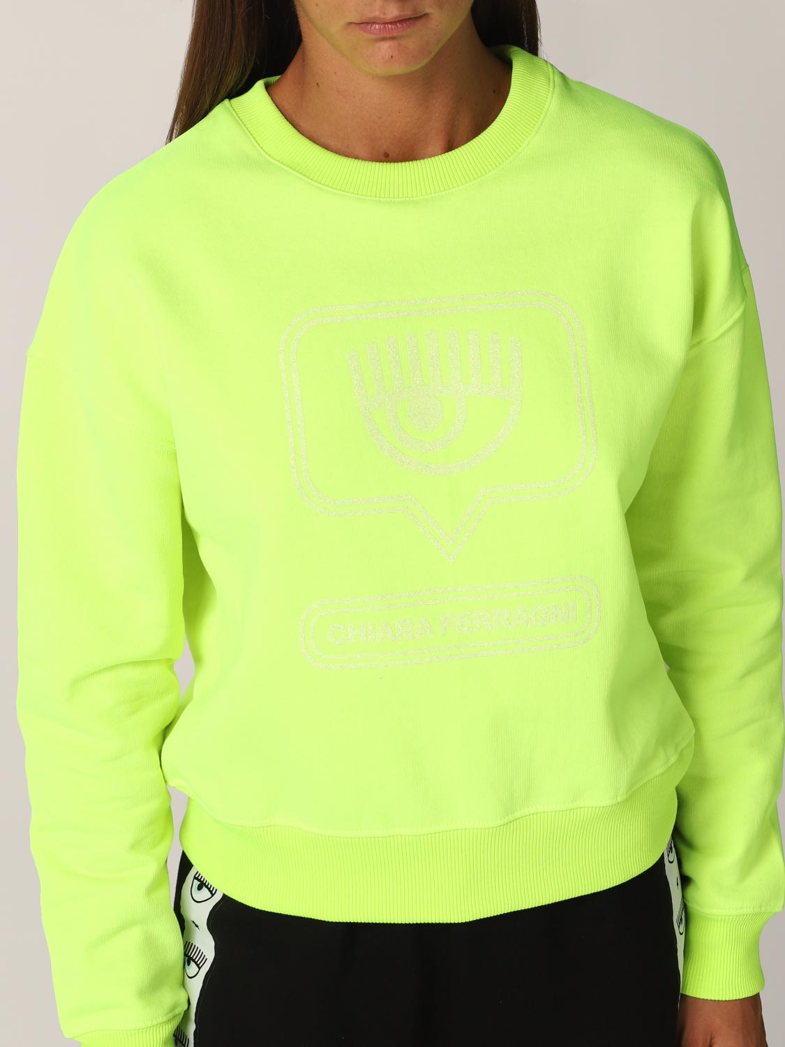 CHIARA FERRAGNI: Sudadera mujer - Verde Lima | Sudadera Chiara Ferragni  71CBIT14 CFC1T GIGLIO.COM