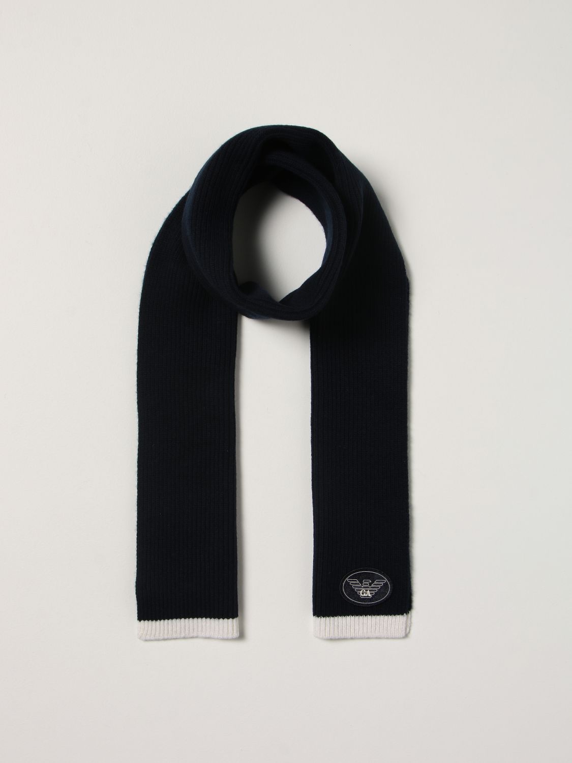Scarf boy Emporio Armani: Emporio Armani scarf in virgin wool with logo navy 2