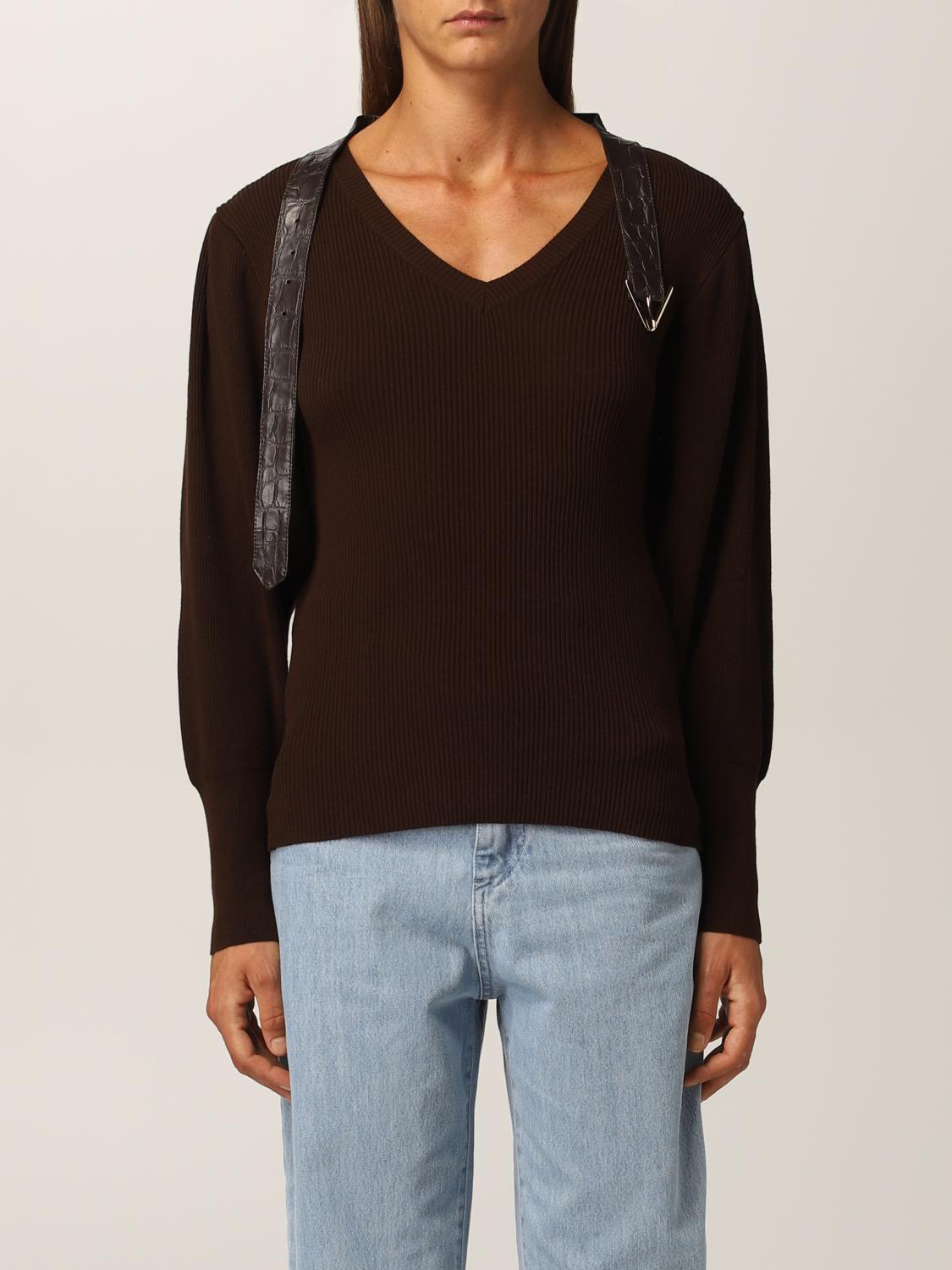 SIMONA CORSELLINI: Maglia in misto viscosa con cintura - Marrone | Maglia  Simona Corsellini A21CPMGE09 GIGLIO.COM