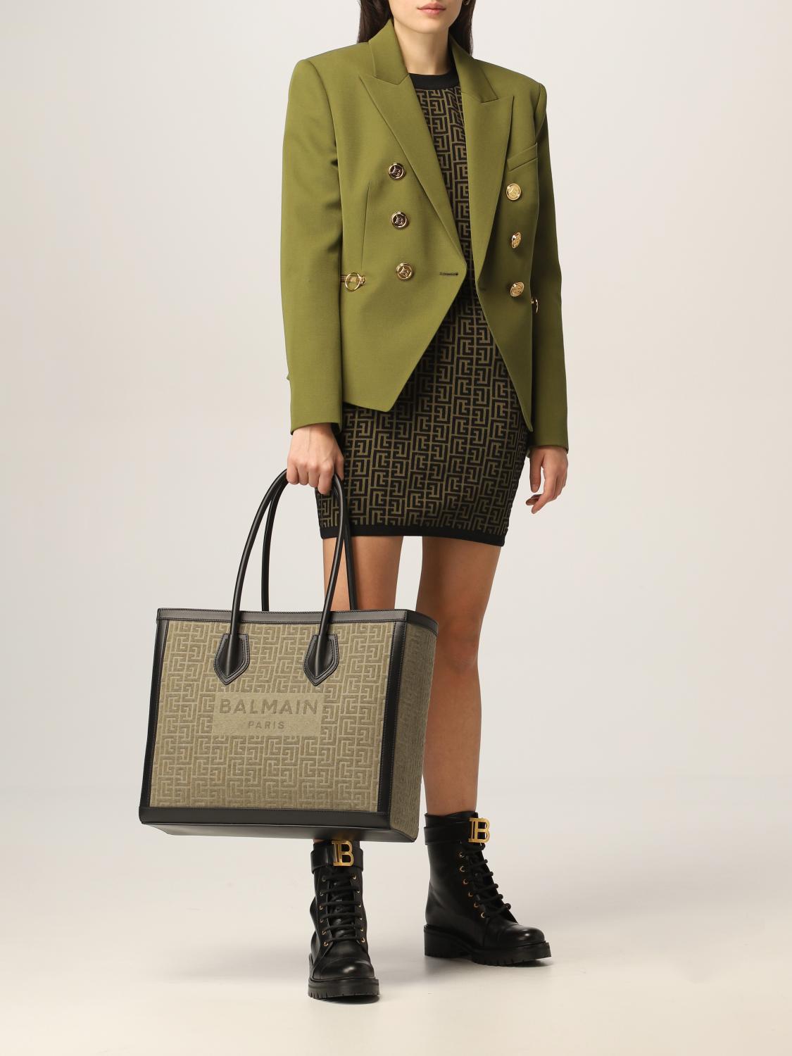 BALMAIN tote bags for women Kaki Balmain tote bags WN0FE679TCEQ