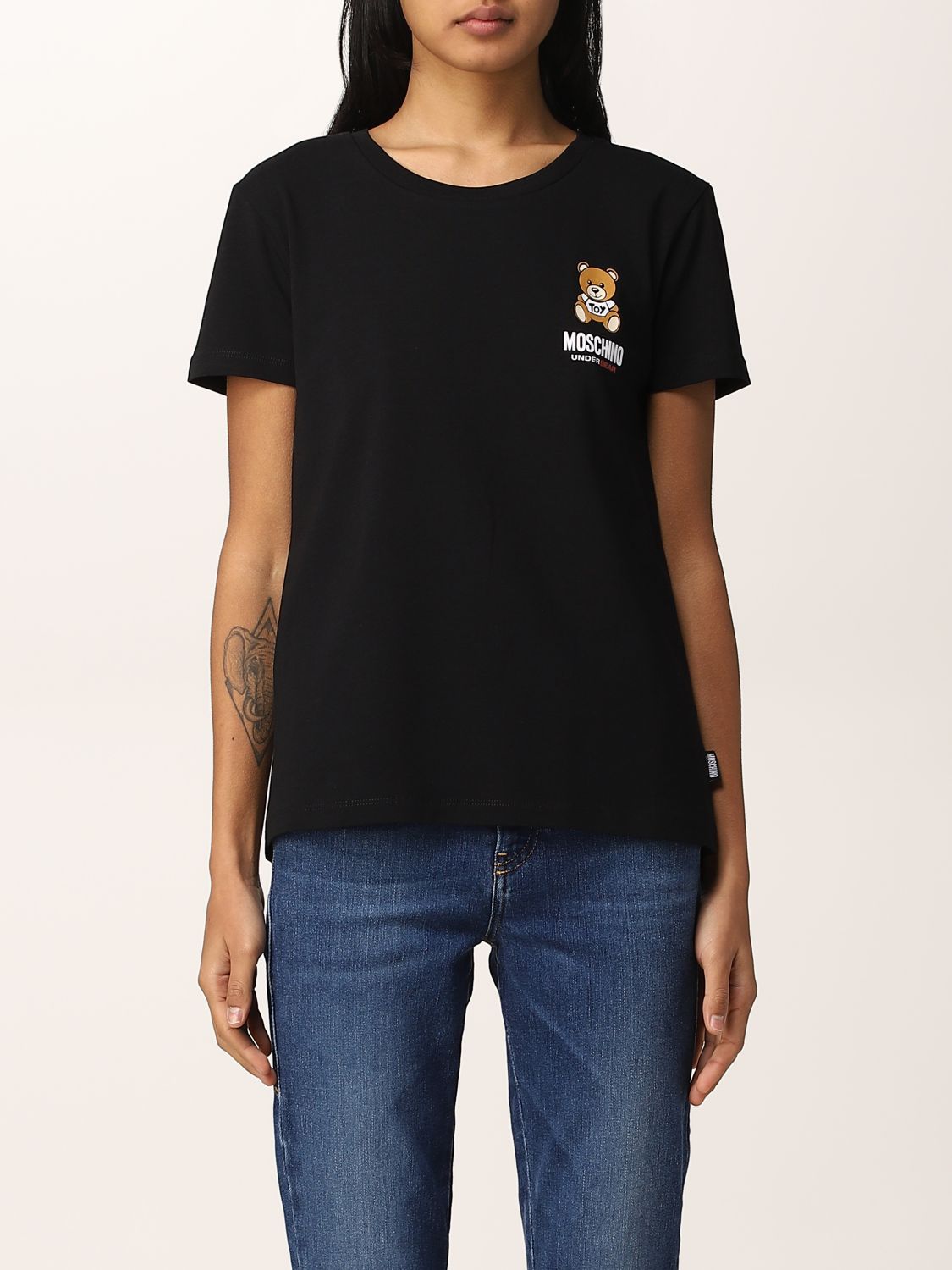 MOSCHINO UNDERWEAR: t-shirt for women - Black | Moschino Underwear t ...