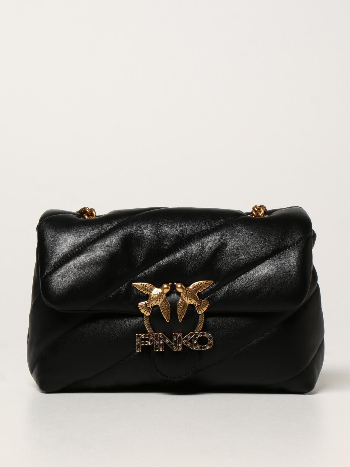 PINKO Love classic Puff bags in quilted nappa Black Crossbody Bags