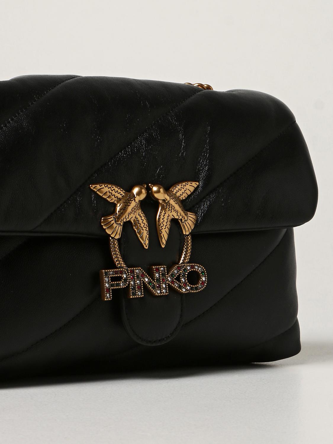 PINKO Love classic Puff bags in quilted nappa Black Crossbody Bags