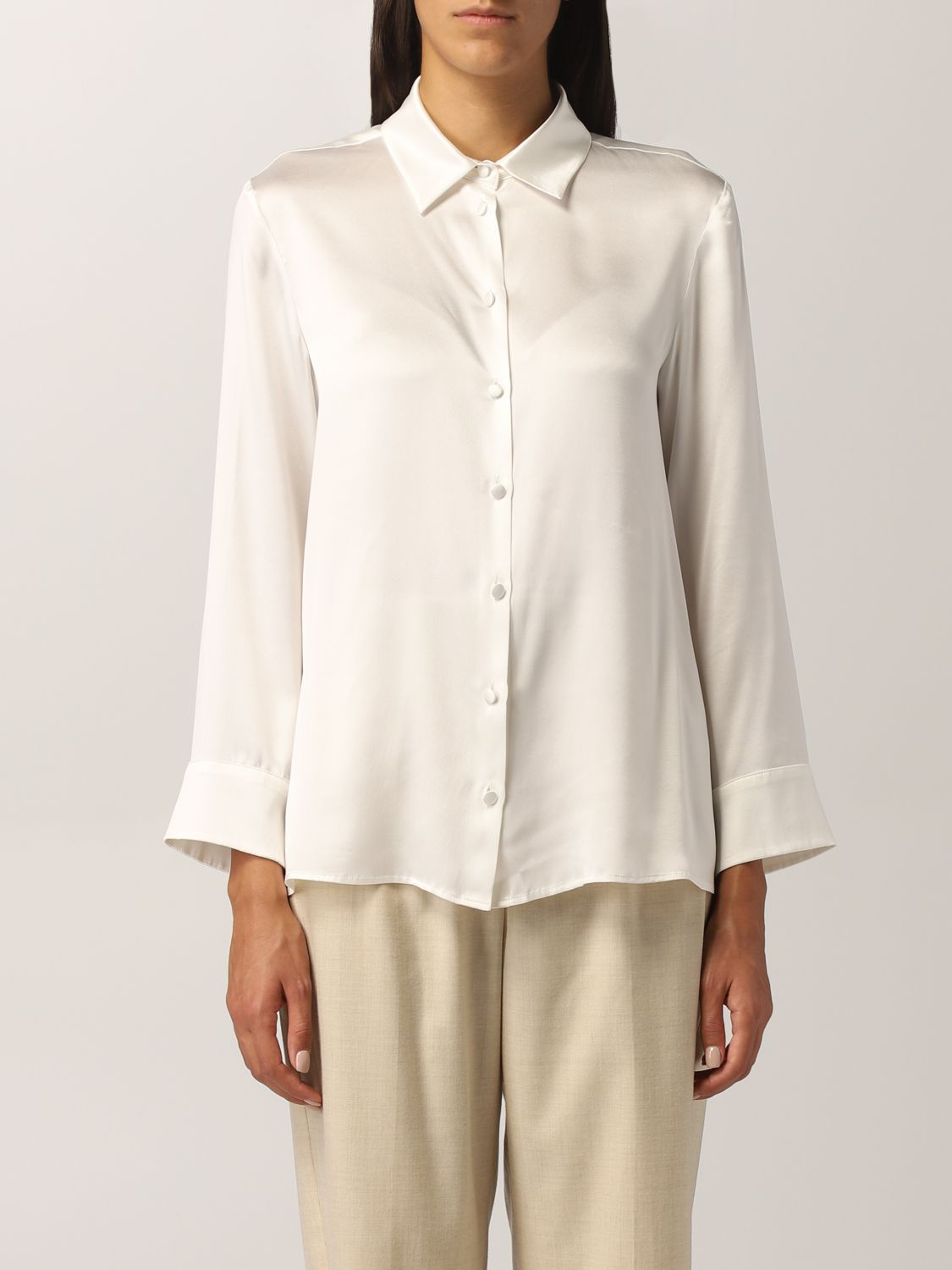 MAX MARA: basic silk shirt - White | Shirt Max Mara 31160116600 online ...