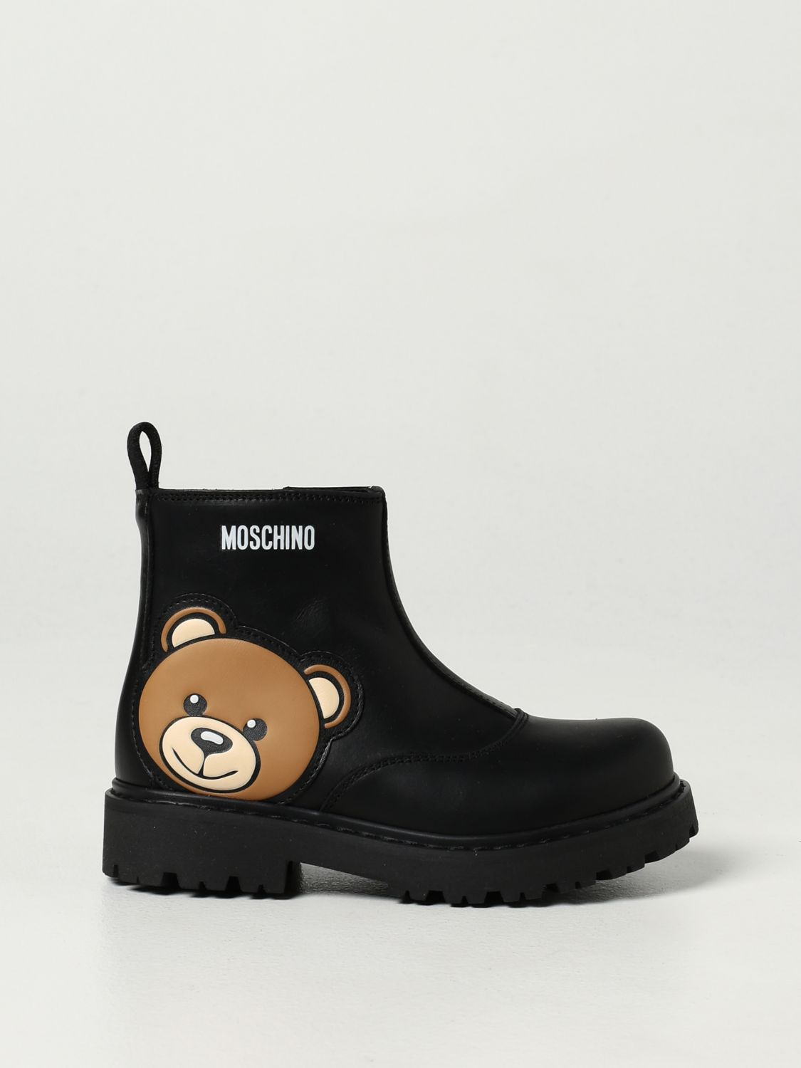 Shoes Moschino Kid: Moschino Kid leather ankle boots with Teddy black 1
