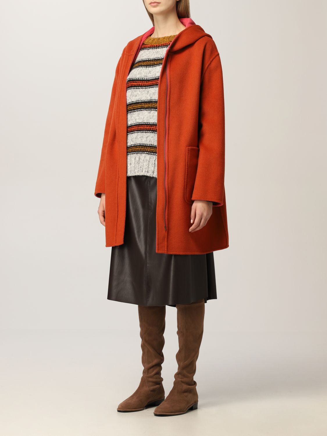 Cappotto Maliparmi: Cappotto Maliparmi in misto lana arancione 3