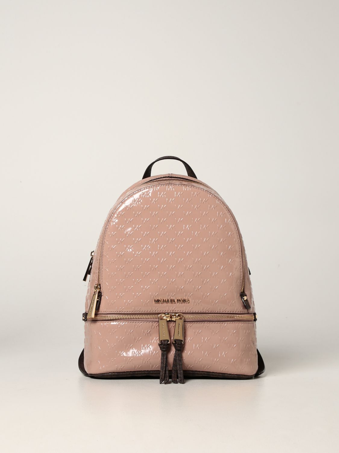 MICHAEL KORS: Rhea Zip Michael backpack in patent leather - Beige | Michael  Kors backpack 30F1GEZB2A133 online on 