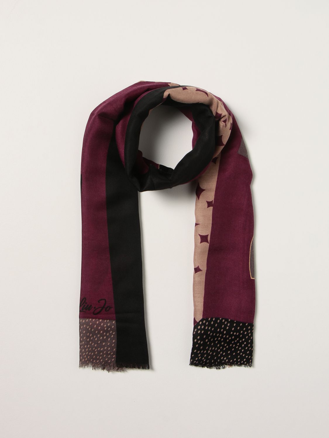 Scarf Liu Jo: Liu Jo scarf with big logo burgundy 2