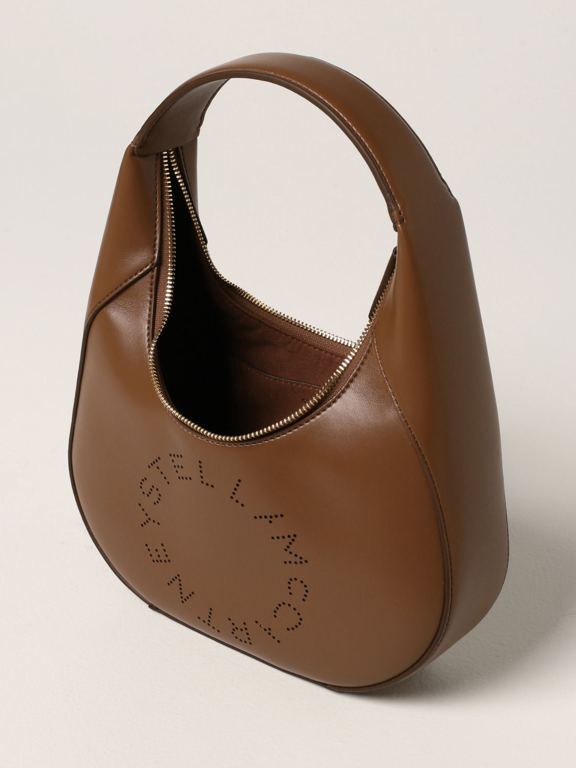 STELLA MCCARTNEY Taupe Logo Shoulder Bag - Moss