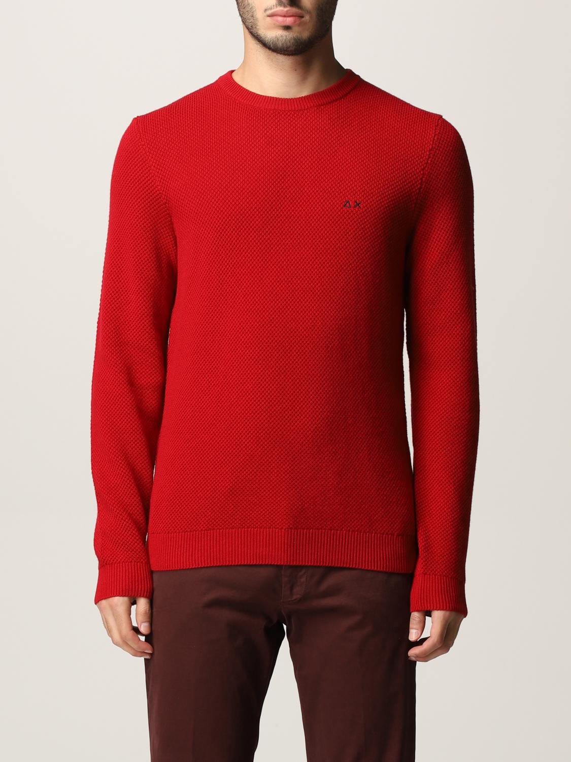 men's red knit sweater