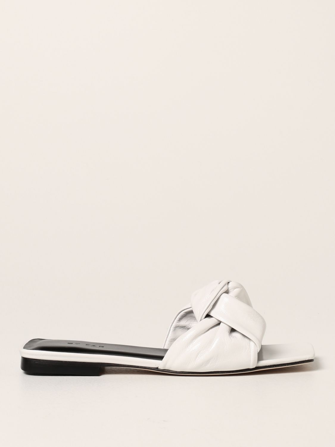 Flat sandals By Far: By Far flat sandal in leather white 1