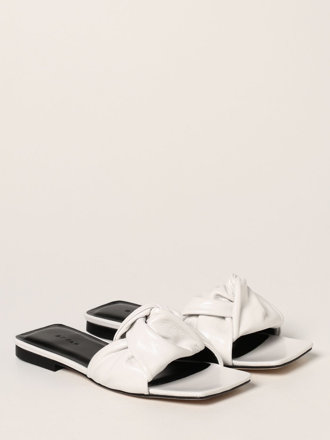 Flat sandals By Far: By Far flat sandal in leather white 2