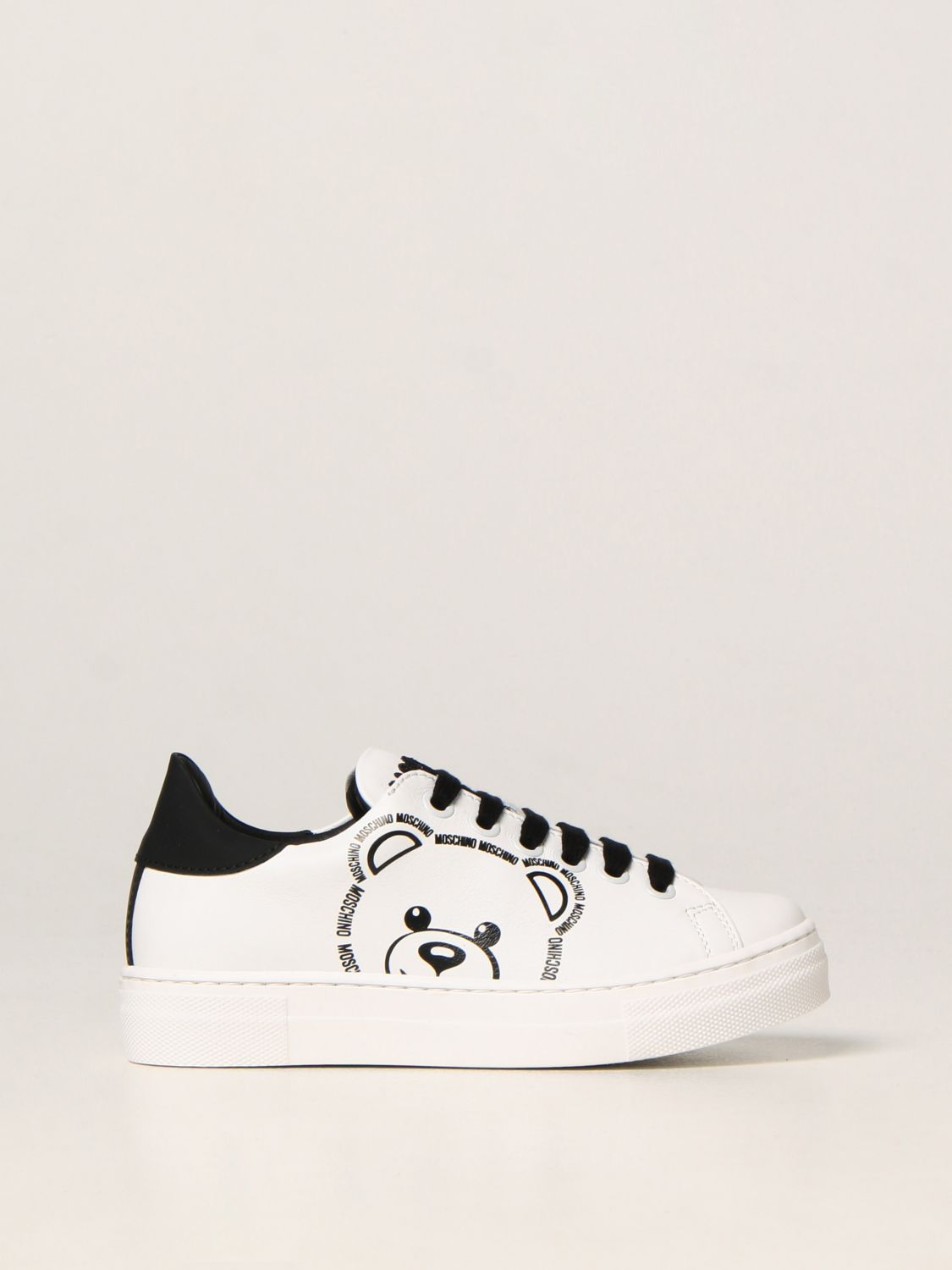 Shoes Moschino Kid: Moschino Kid leather trainers black 1