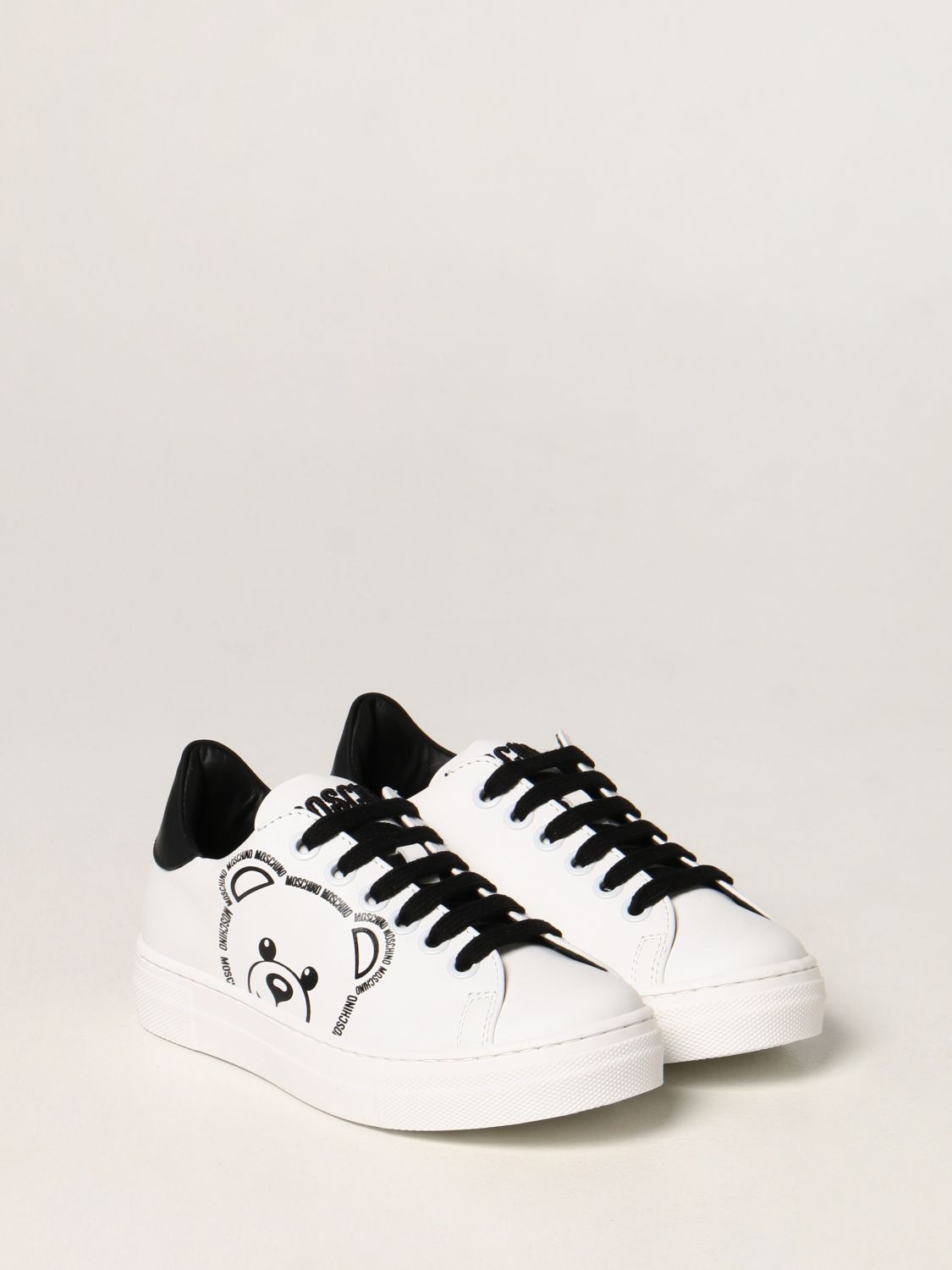Shoes Moschino Kid: Moschino Kid leather trainers black 2