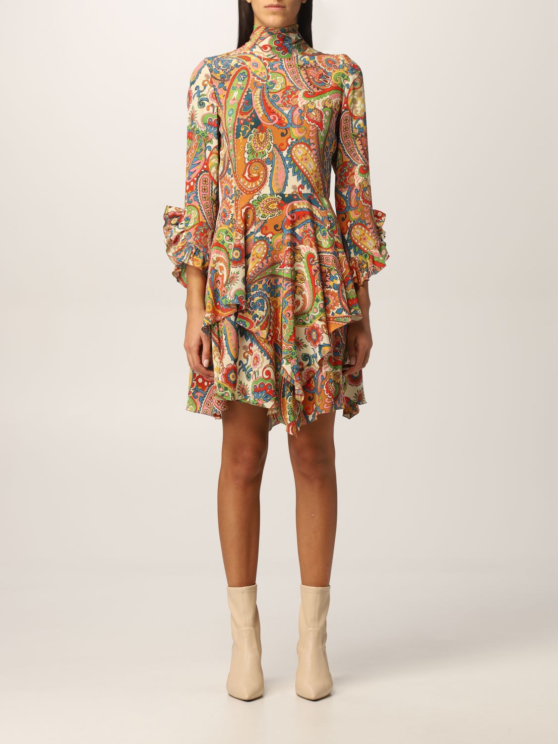 Etro Outlet: mini dress in paisley silk - Multicolor | Dress Etro ...