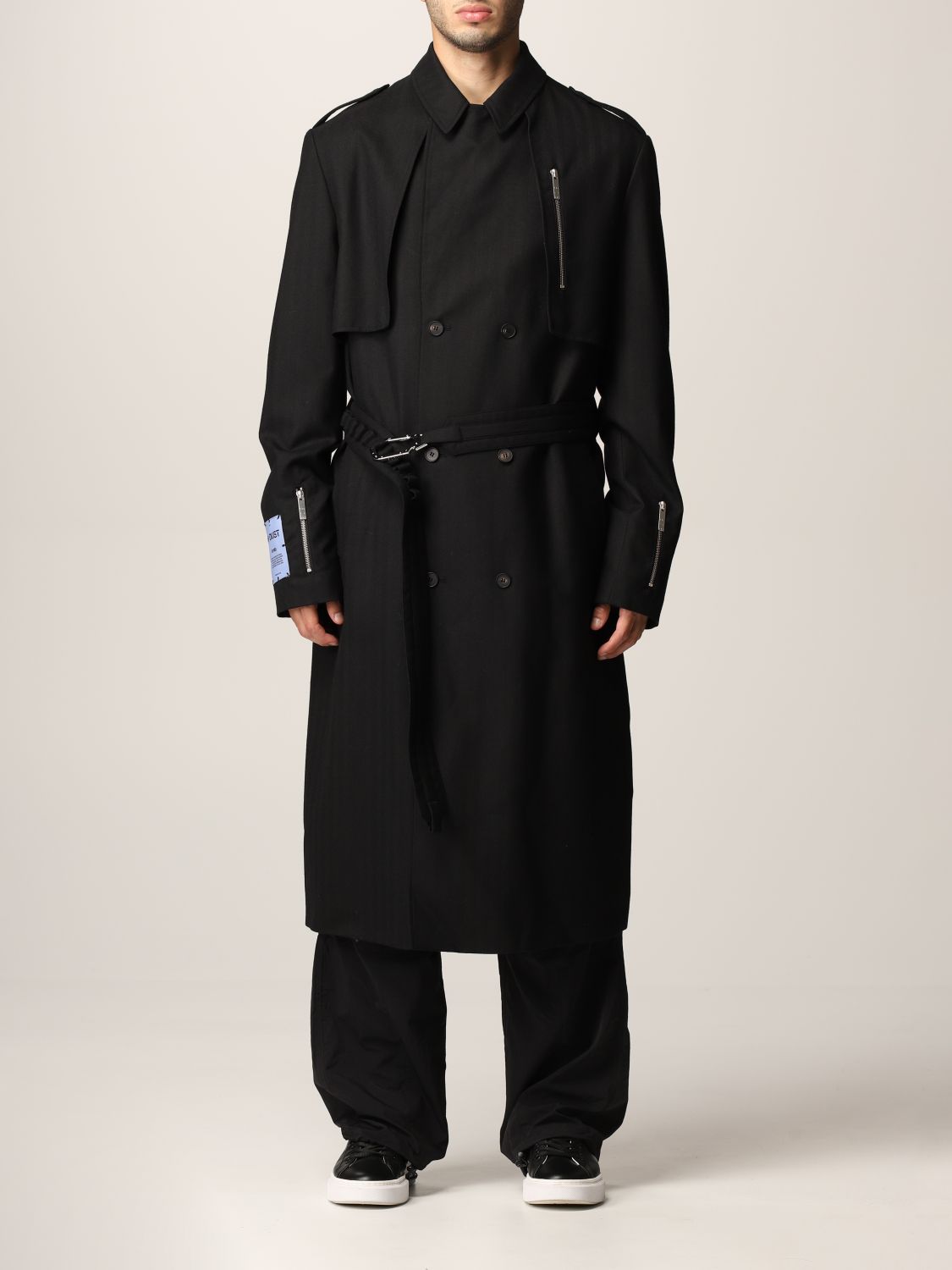 Trench coat Mcq: Icon In Dust trench coat by McQ in gabardine black 1