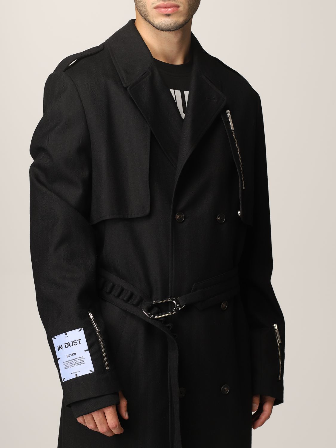 Trench coat Mcq: Icon In Dust trench coat by McQ in gabardine black 5