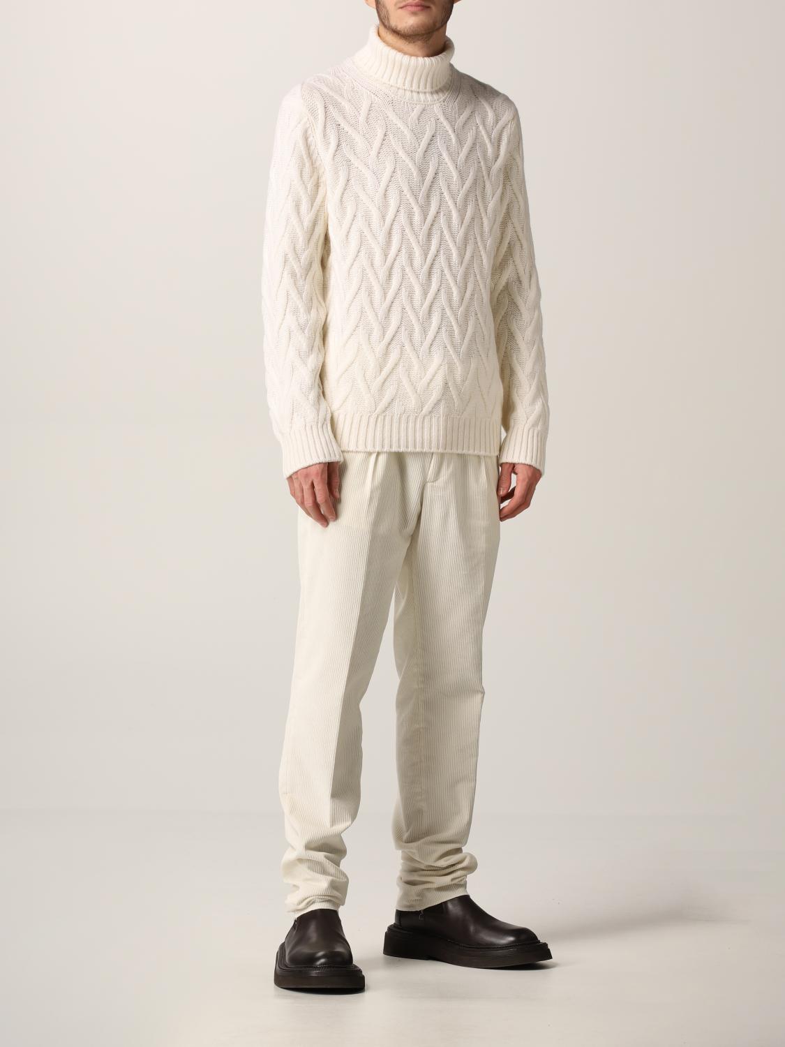 TAGLIATORE: Pantalone in velluto a coste - Bianco | Pantalone Tagliatore  PNEWMAN300003 GIGLIO.COM