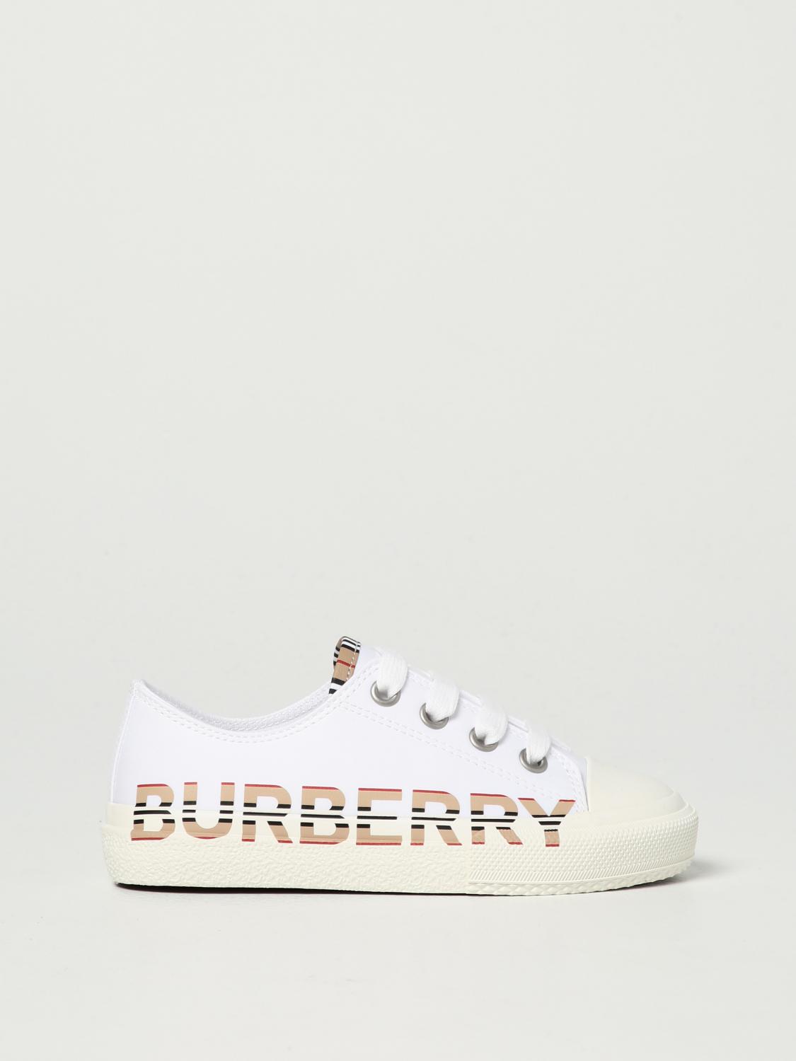 Burberry Low Top Sneakers In Canvas And Logo White Burberry Shoes