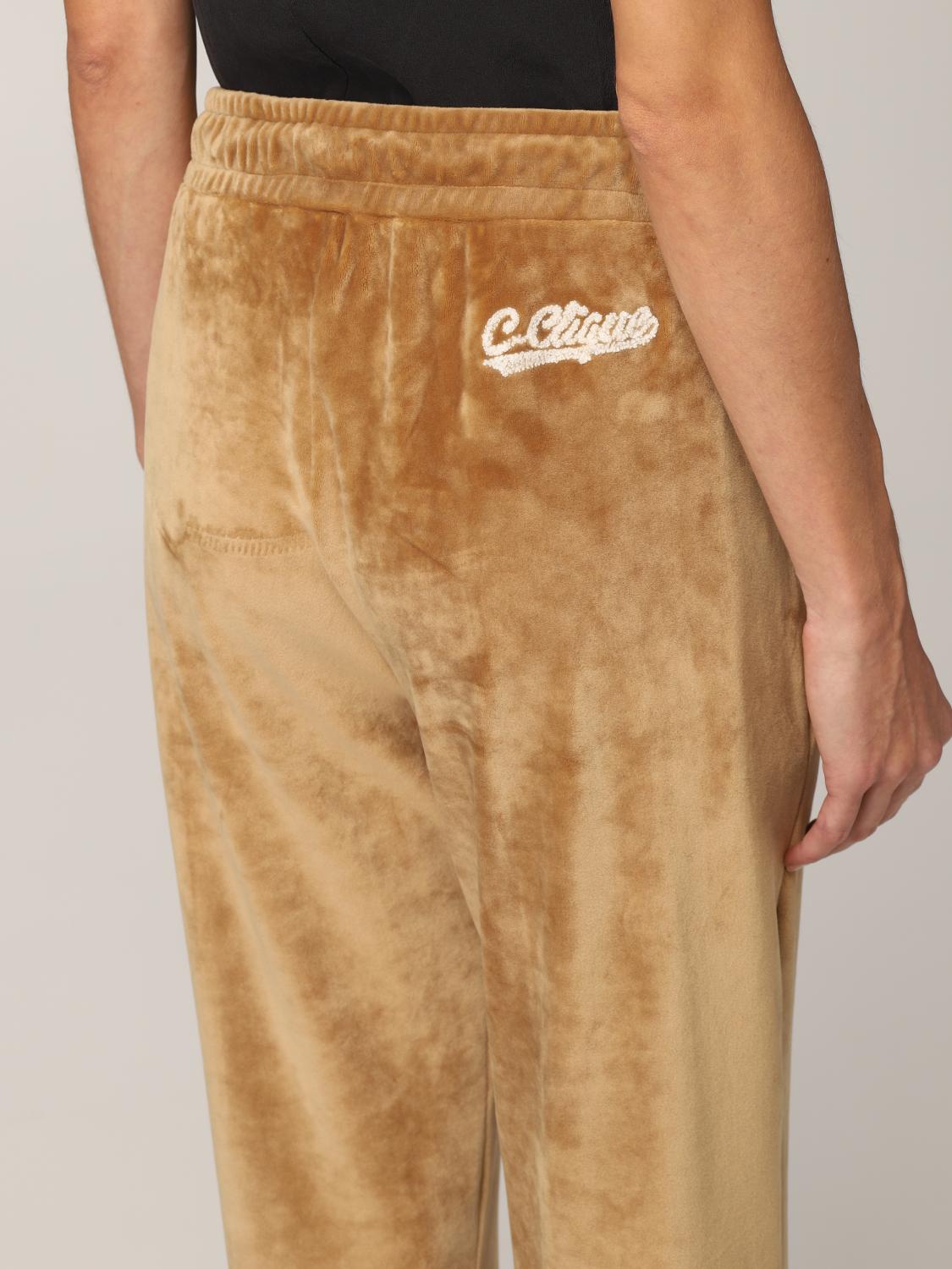 PINKO: Pantalone jogging in ciniglia - Beige | Pantalone Pinko 1G16M1 Y7CX  GIGLIO.COM