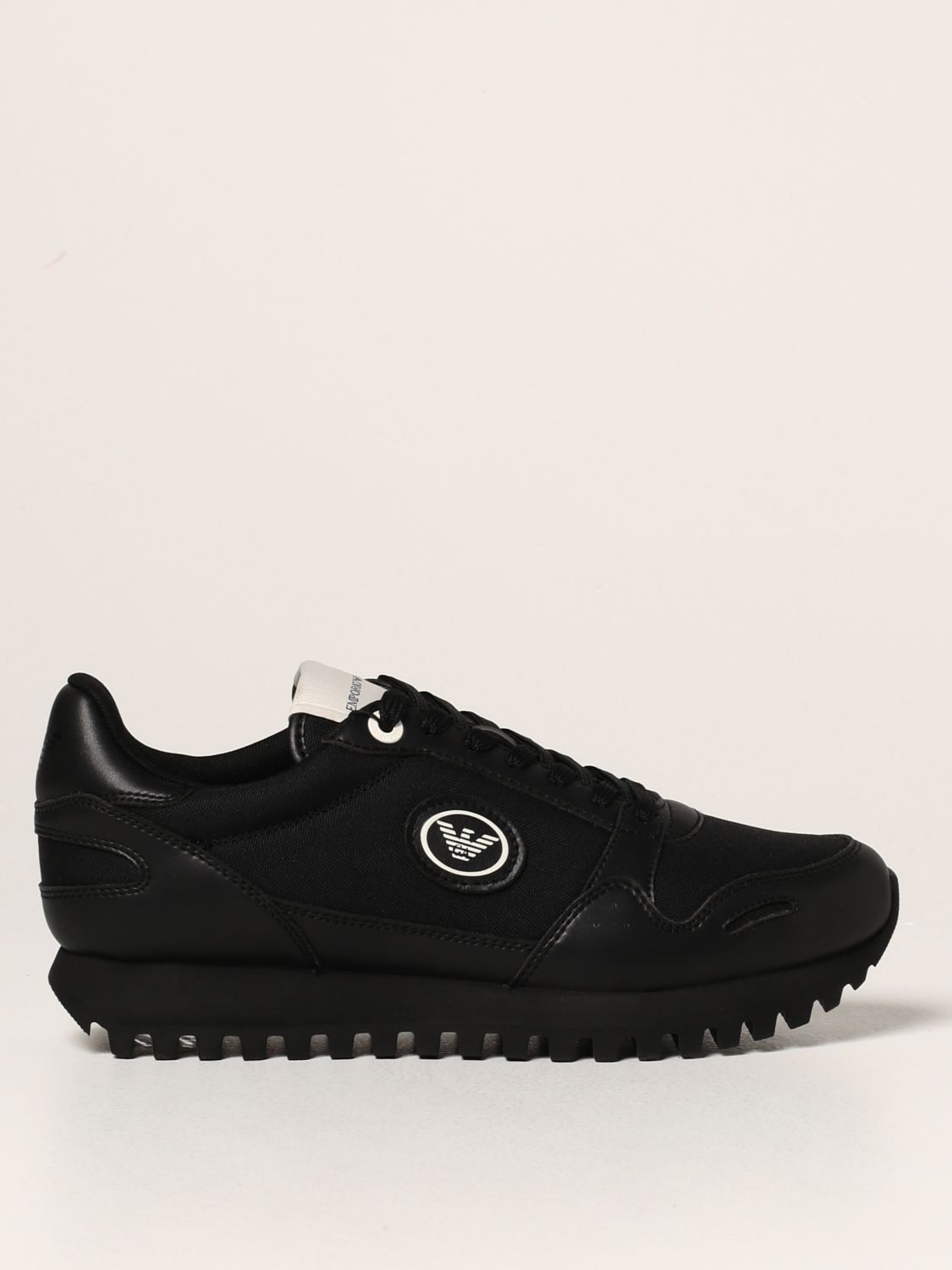 EMPORIO ARMANI: sneakers in leather fabric - Black | Emporio Armani  sneakers X4X536 XM999 online on 