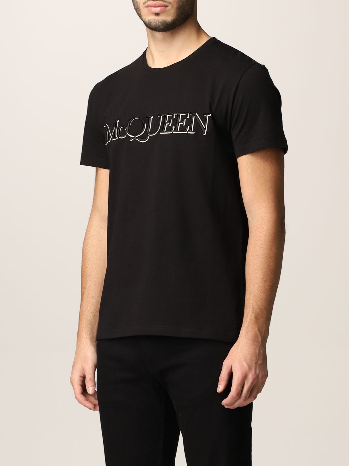 ALEXANDER MCQUEEN：Tシャツ メンズ - ブラック | GIGLIO.COM 