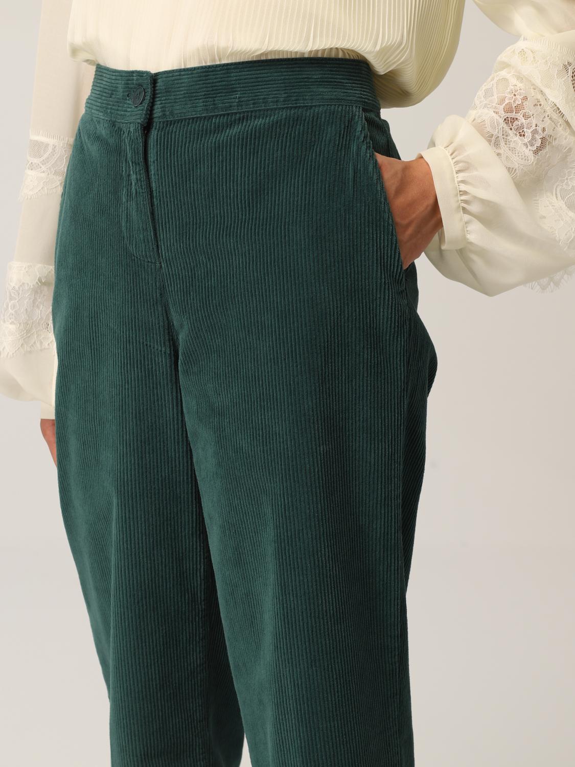 TWINSET: Pantalone Twin-set in velluto a coste - Verde | Pantalone Twinset  212TT2322 GIGLIO.COM