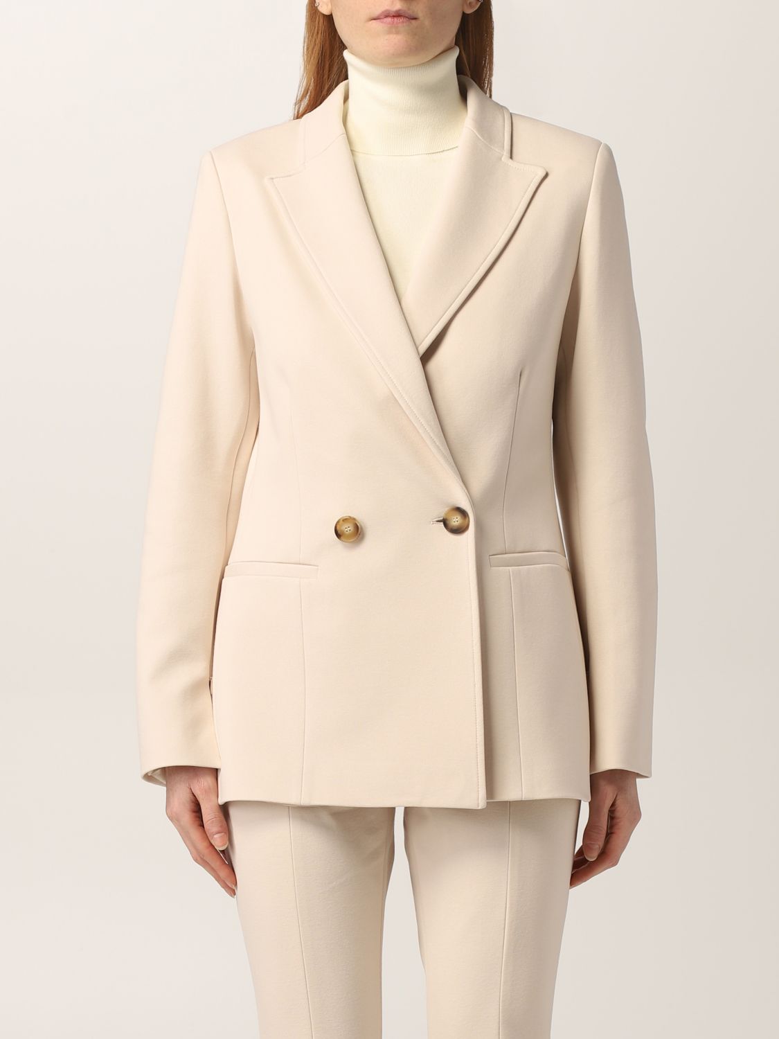 LIVIANA CONTI: double-breasted jacket - Ivory | Blazer Liviana Conti ...