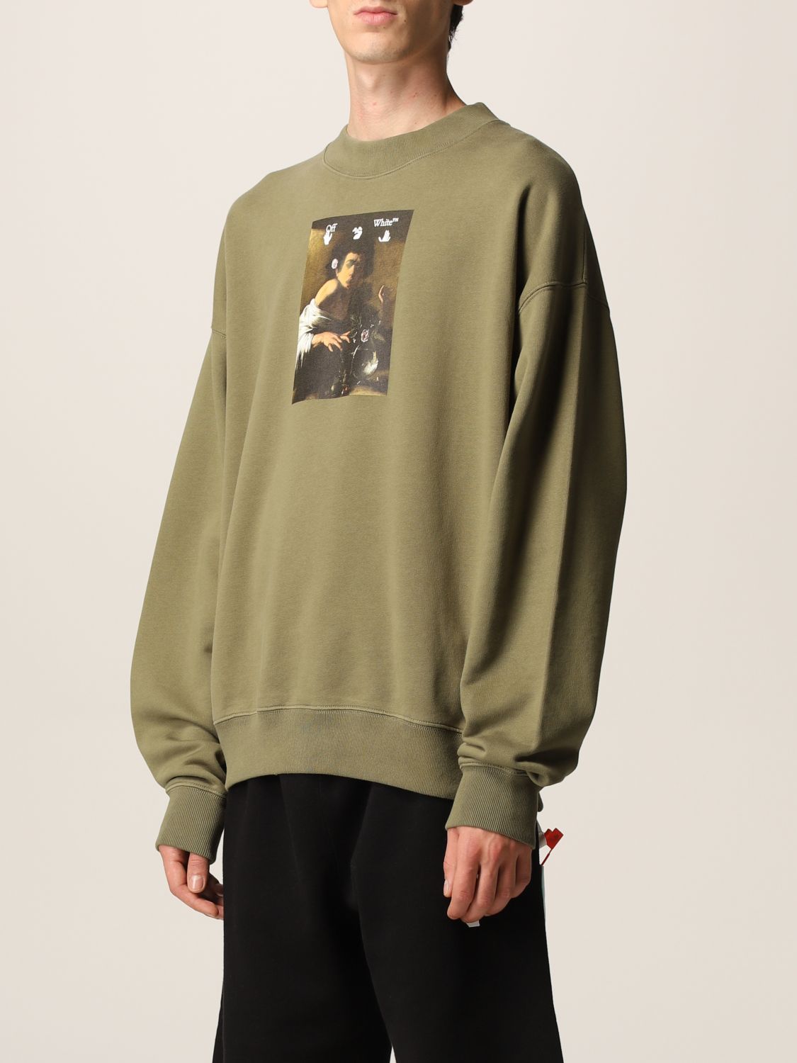 off white green crew neck