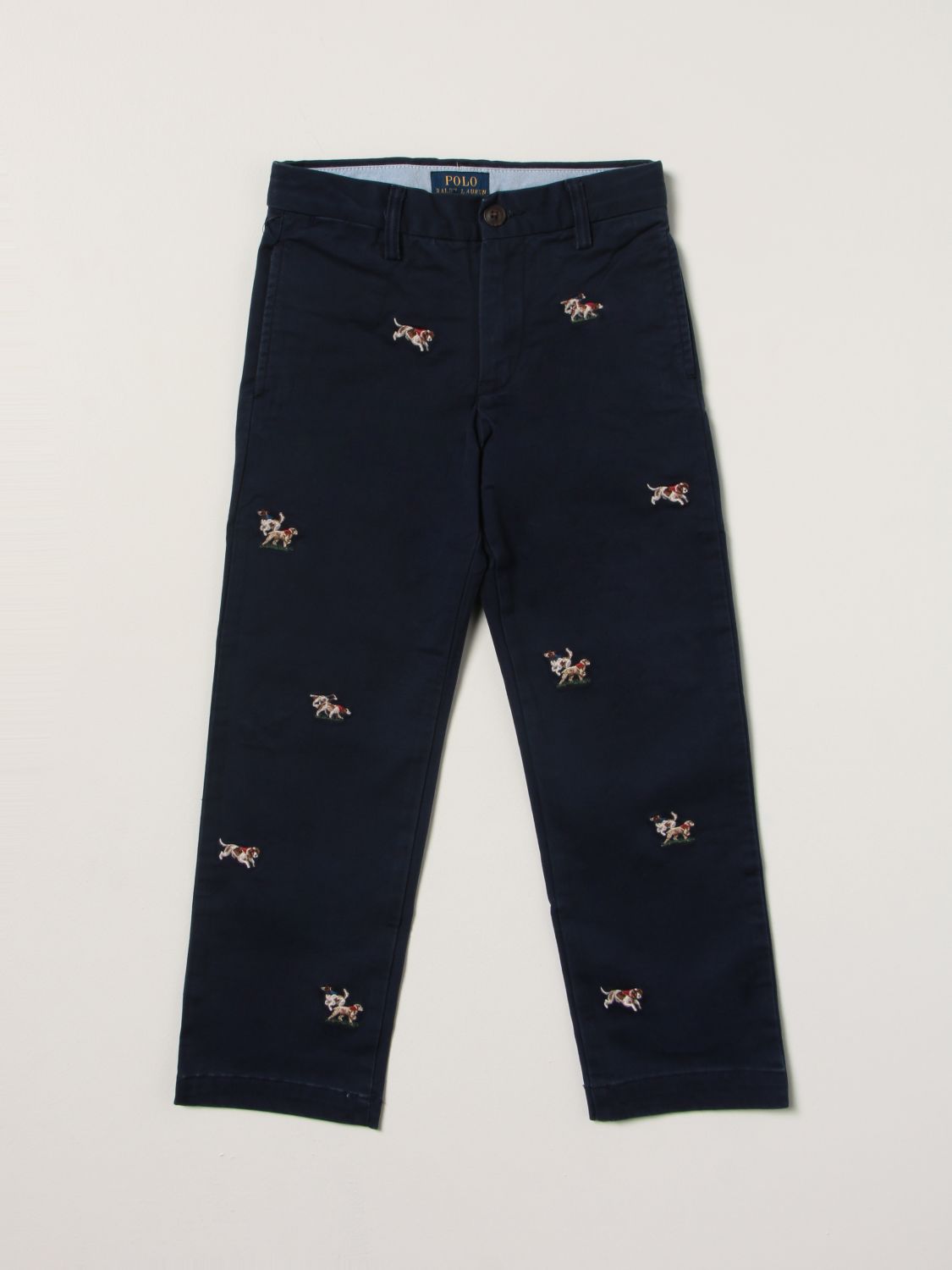 Susteen ръководител обкръжен POLO RALPH LAUREN: pants with all over embroidery - Blue | Polo Ralph Lauren  pants 322851597 online on GIGLIO.COM