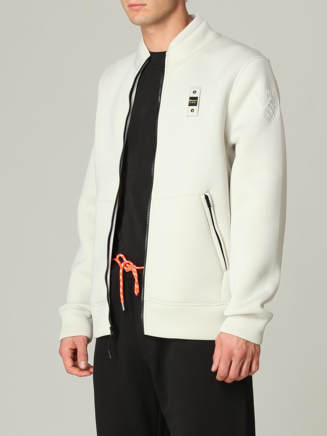 BLAUER: Felpa in neoprene con logo - Bianco | Felpa Blauer BLUF01223004745  GIGLIO.COM