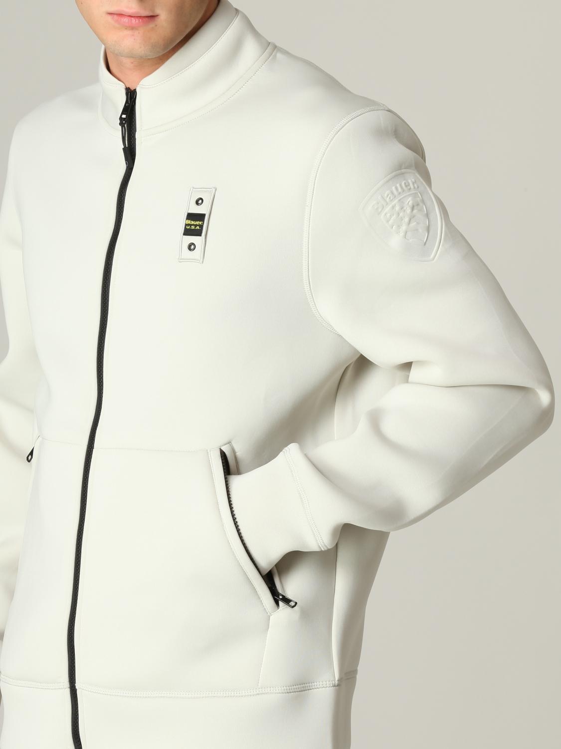BLAUER: Felpa in neoprene con logo - Bianco | Felpa Blauer BLUF01223004745  GIGLIO.COM