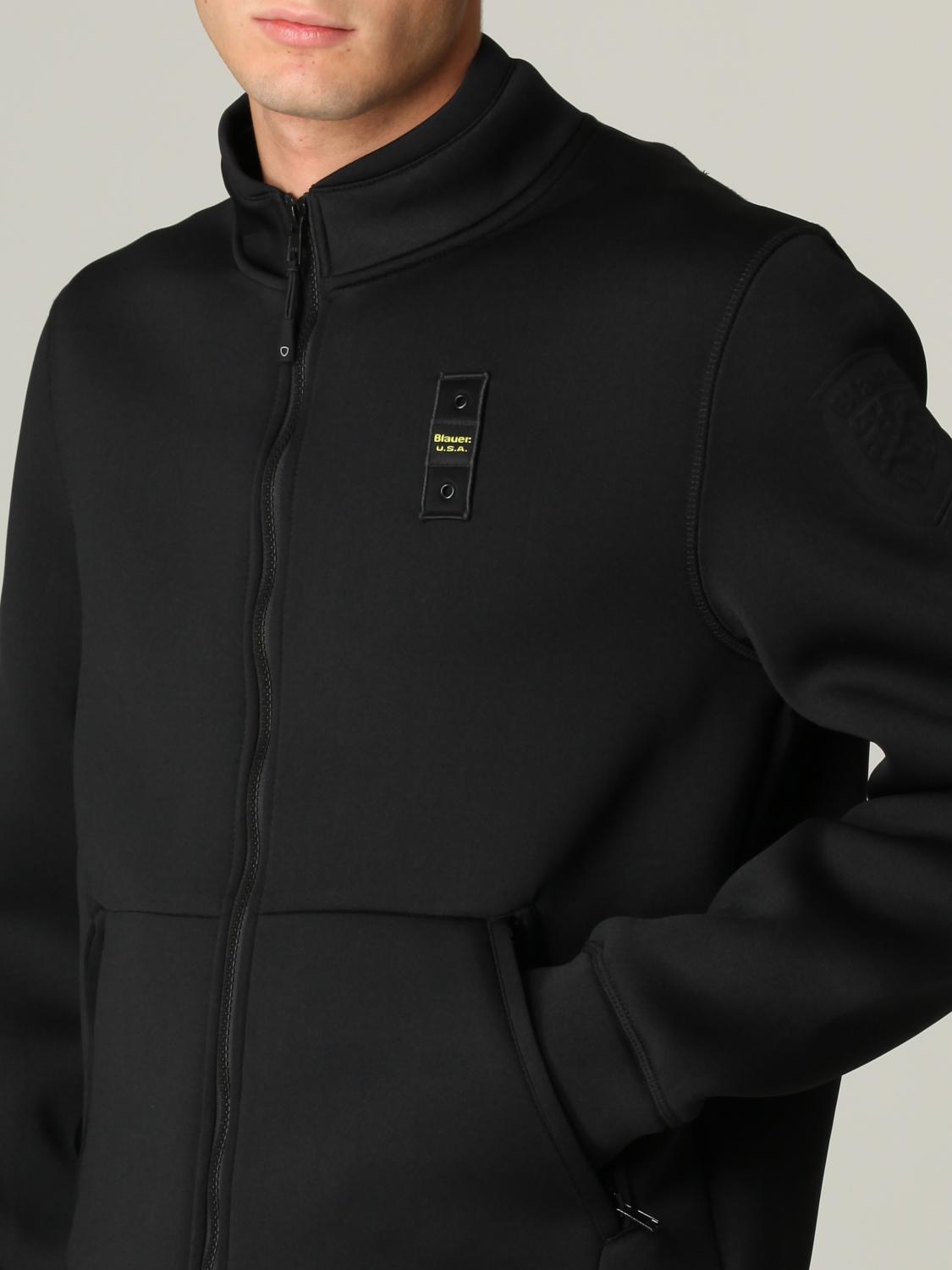 BLAUER: Felpa in neoprene con logo - Nero | Felpa Blauer BLUF01223004745  GIGLIO.COM