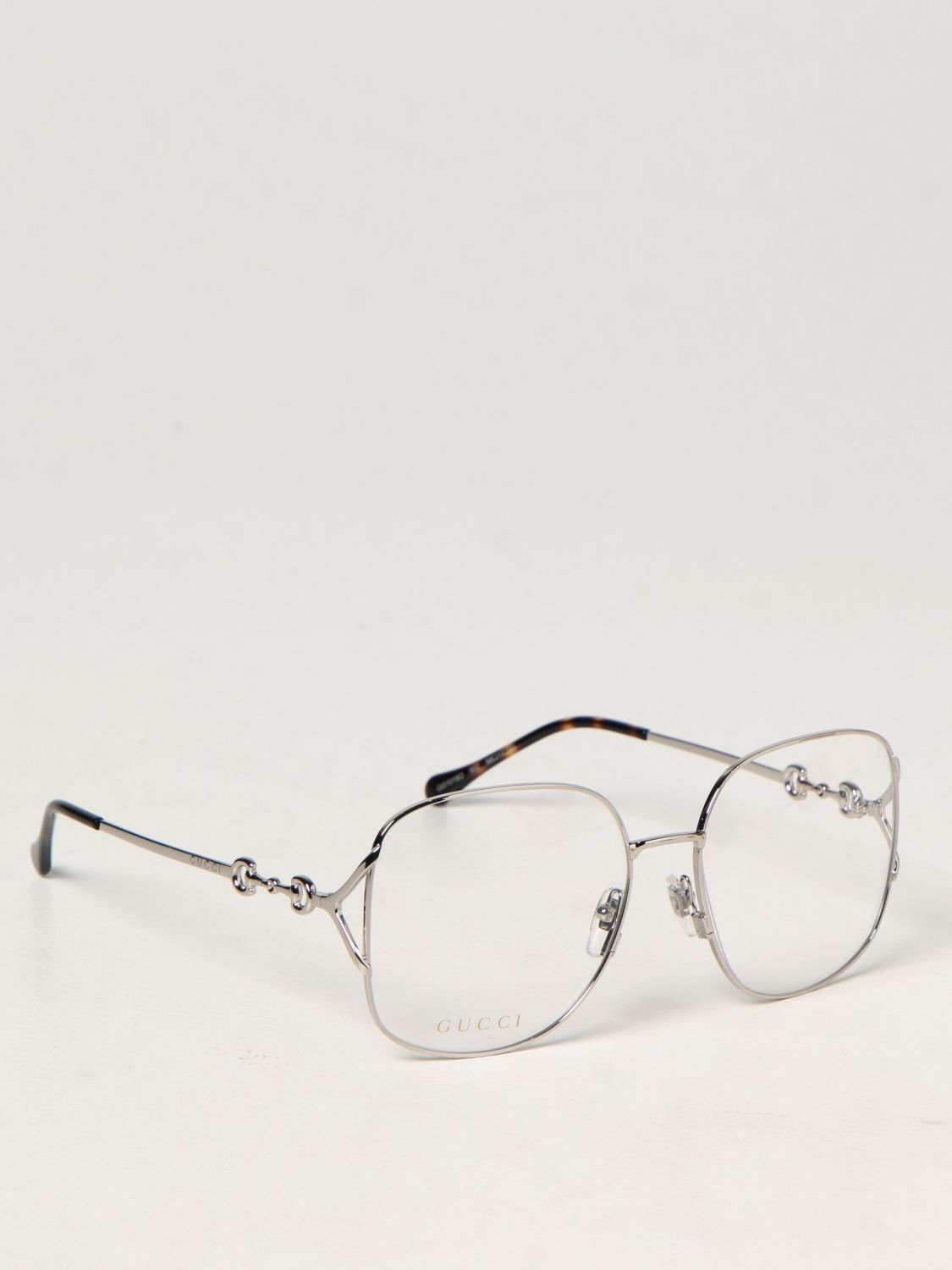 GUCCI: metal eyeglasses - Silver | Gucci glasses GG1019O online on ...