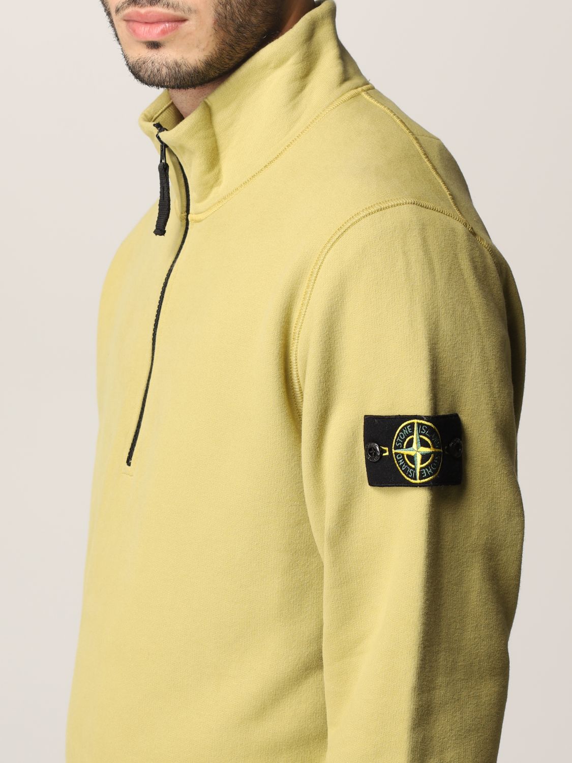 STONE ISLAND: sweatshirt in brushed cotton with logo - Beige ...